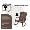 thumbnail image 4 of Patio Rattan Rocking Furniture Set - 3 Pieces Outdoor Rocking Chairs with Table - Mix Gray PE Rattan Rocker Set - Weather Resistant for Backyard, Poolside, Patio, 4 of 9