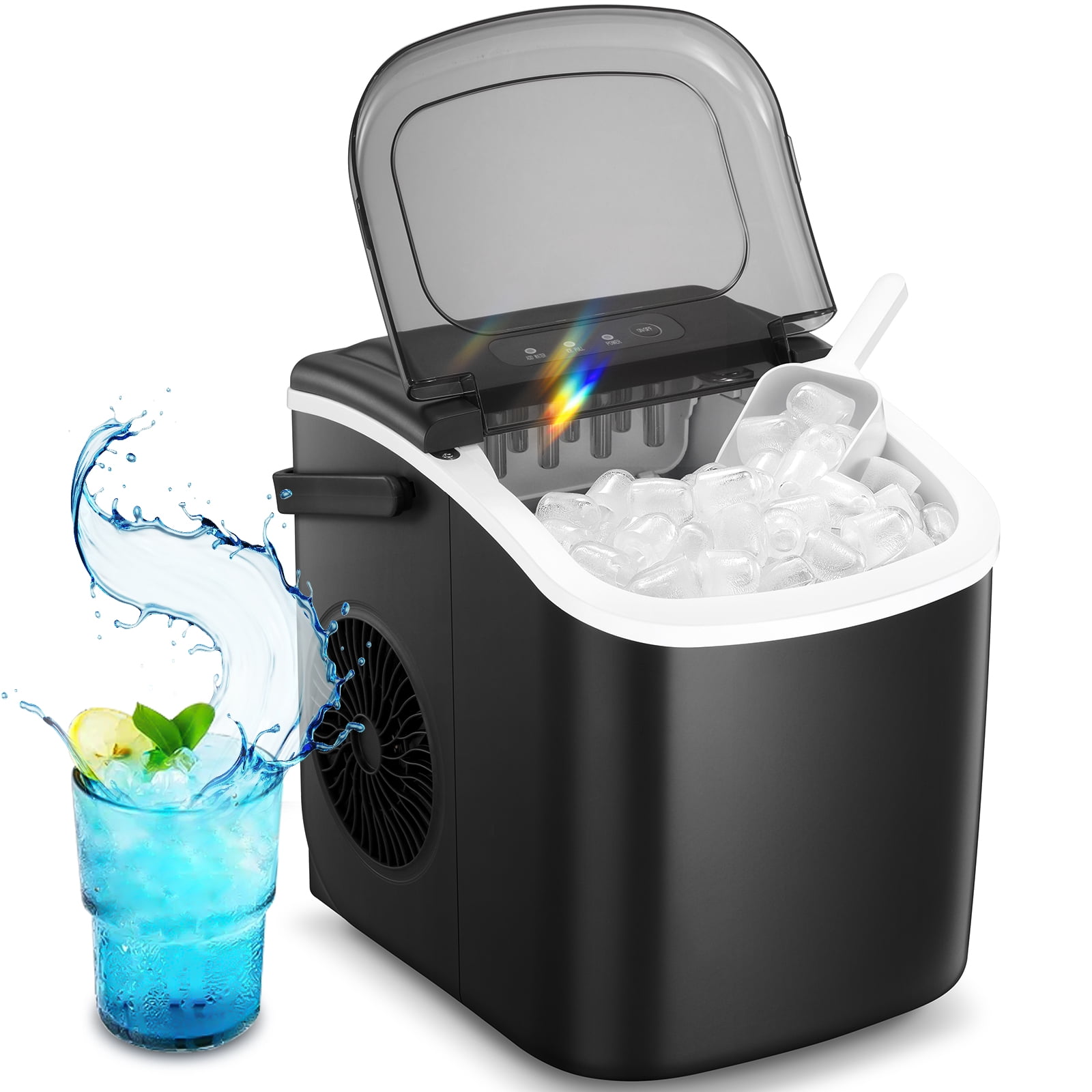 AGLUCKY Portable Ice Maker Countertop, 9Pcs/8Mins, 26lbs/24H, SelfCleaning Ice Machine with