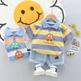 thumbnail image 4 of Sonducket estilo informal para niños, patrón de rayas, cuello vuelto, camisa, pantalón, conjunto de fiesta, niños, niñas, Tops, conjuntos de ropa Naranja 80cm, 4 of 6