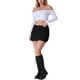 thumbnail image 2 of Faldas de mezclilla para mujer INSPIRE CHIC, con stretch, bolsillos, botones y diseño bodycon, mini skort de jean, 2 of 5