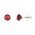 thumbnail image 2 of 1 Ct Round Cut Studs Red Natural Garnet 18K White Solid Solid Gold Everyday Dainty Earrings Screw Back, 2 of 7
