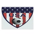 thumbnail image 1 of USA Cutting Board, National Team Themed Soccer Emblem Design Stars and Vertical Stripes, Decorative Tempered Glass Cutting and Serving Board, Large Size, Vermilion Blue and White, by Ambesonne, 1 of 1