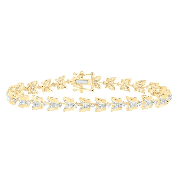 10kt Yellow Gold Womens Round Diamond Butterfly Bracelet 3/4 Cttw