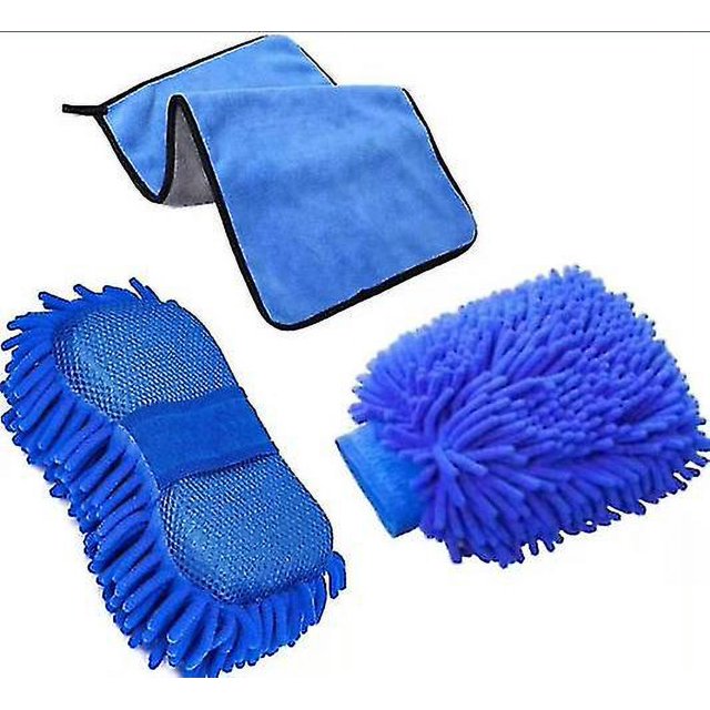 Suministros de limpieza para lavado de autos, juego de 3 piezas, lavado de microfibra de chenilla premium (l) 22 cm