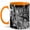 Orange, variant on Cyberpunk City Coffee Mug, Futuristic Anime Cityscape Mug, Sci Fi Gamer Birthday Christmas Gift, Black White Skyline Train Urban Art, 11 oz White Ceramic Coffee Cup Gift for Tea