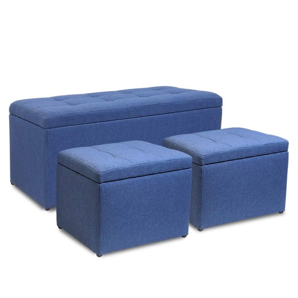 Magshion Rectangular Storage Ottoman Bench Tufted Footrest with Cube