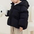 thumbnail image 4 of Kids Winter Coats Children's Solid Color Hooded Pocket Cardigan Cotton Padded Clothes Winter Down Coats Black 6 Months, 4 of 6