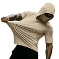 thumbnail image 5 of ZVNAΖH Men's Sun Protection Hooded T-Shirt, Short Sleeve Athletic Top with Face Mask for Workout & Outdoor, S-3XL, 5 of 7