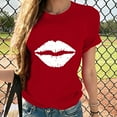 thumbnail image 2 of Ichuanyi Womens Shirts , Women Short Sleeves O-neck Print Casual Tops Blouse T-shirt Valentines Day Gifts for Her, 2 of 5