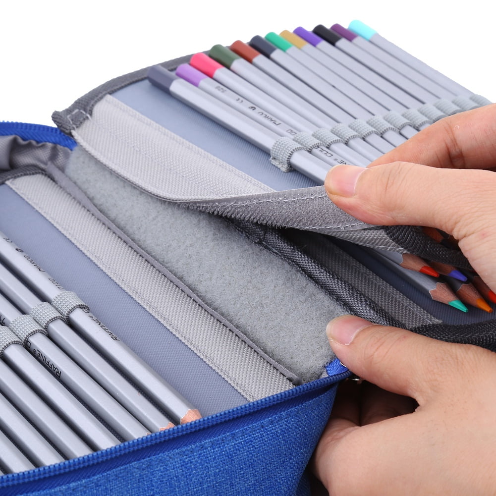 Qiilu 72slots Multifunction Foldable Fabric Pencil Case Large Capacity 