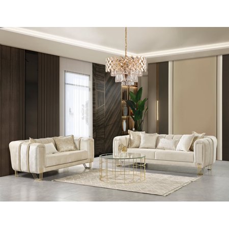 Charlotte Ivory Velvet Living Room Set