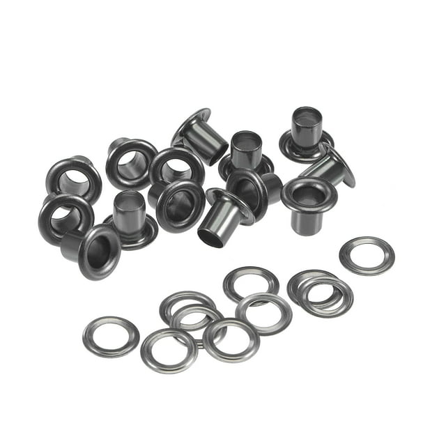 Unique Bargains 9 x 4.5 x 7mm Copper Grommets Eyelets with Washers Chrome Plated Black 100 Set
