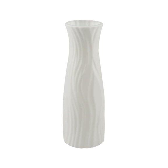 Mmeneyy Faux Ceramic Vase, 8'' Unbreakable Textured Plastic Flower Vase for Home Office Decor