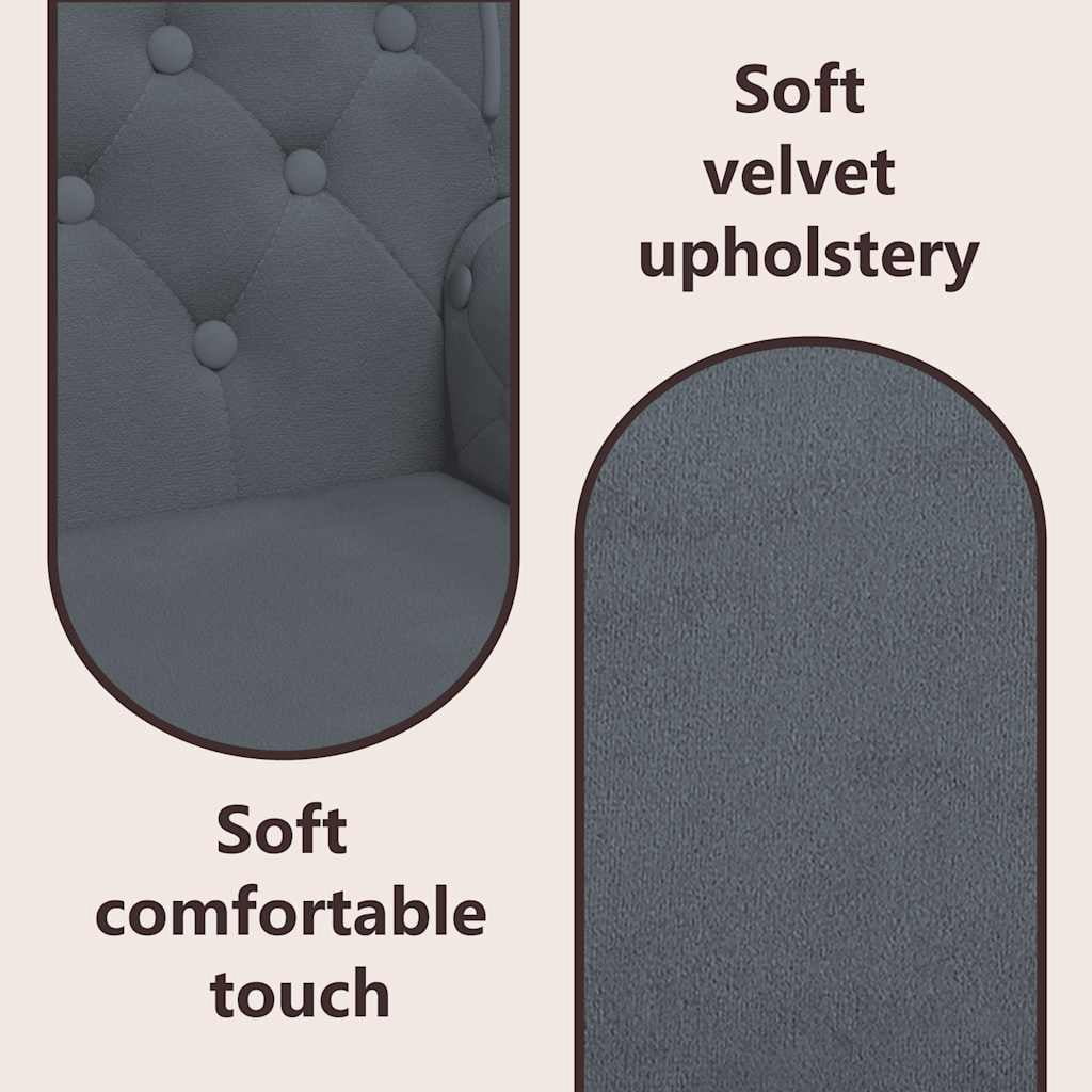 vidaXL 47” W Small Loveseat, Velvet Chesterfield Sofa, 2 Seater Couch for Living Room, Dark Gray