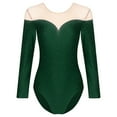 thumbnail image 3 of TiaoBug Sheer Mesh Long Sleeve Dance Leotards for Womens Ballet Leotard Gymnastics Bodysuit Dark Green S, 3 of 7