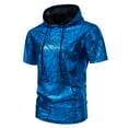 thumbnail image 3 of Men's Hipster Sequin Hoodies Fashion Summer Short Sleeve Pullover Glitter Rave Shirts Metallic Disco Party Tops, 3 of 7