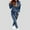 Blue, variant on MKLEKYY Womens Jeans Tracksuit for Women 2 Piece Outfits Workout Sets Tracksuit Long Sleeve Hooded Jogger Pant Matching Set Pantalon Coton Noir Women