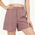 thumbnail image 6 of Zynoxe Womens Shorts with Pockets Relaxed Loose Fit Mid-Thigh Wide Leg Shorts Comfort Strech High Waisted Ladies Casual Shorts Fashion Solid Color Button Closure Summer Shorts for Women M, 6 of 8