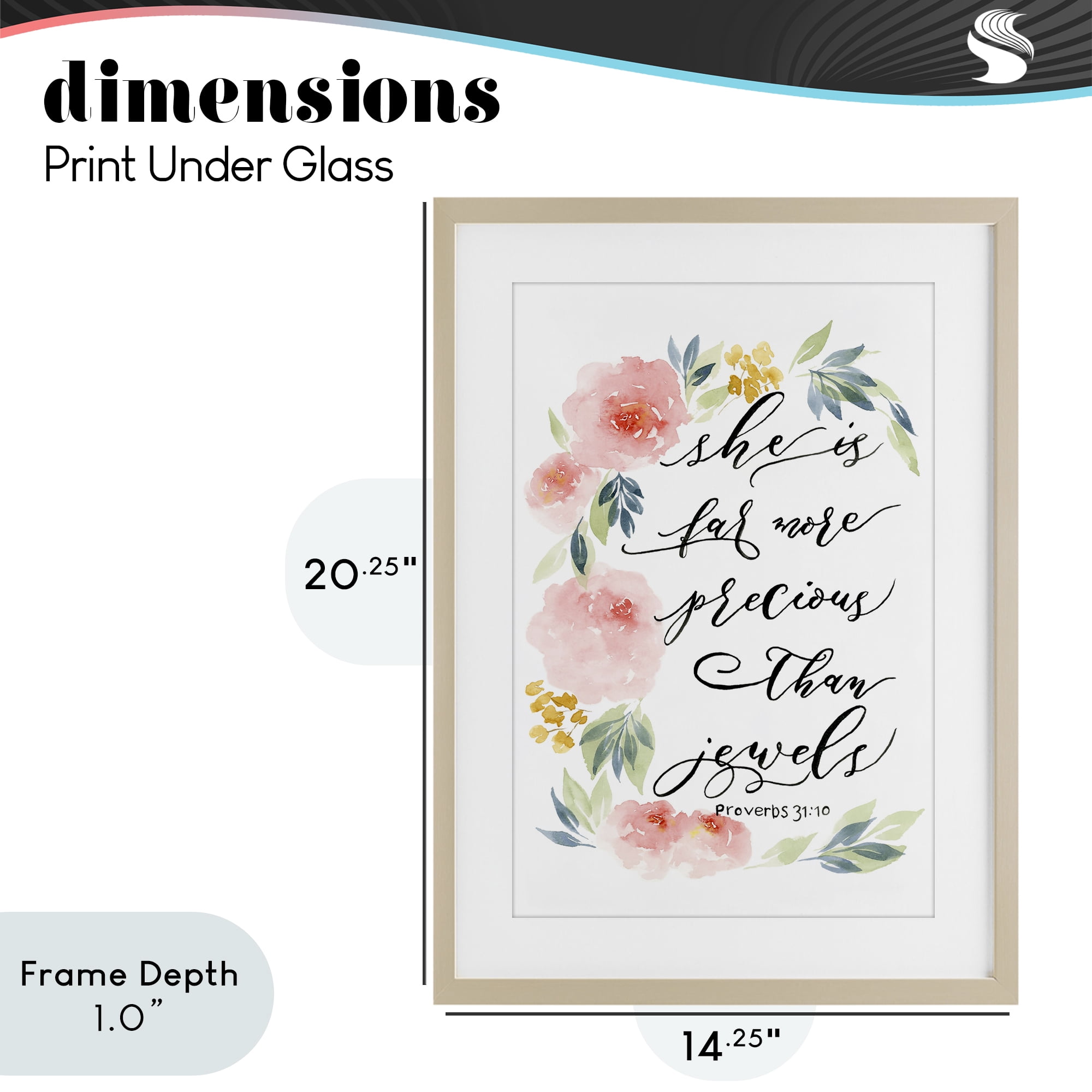 Stupell Industries Far More Precious Than Jewels Birch Framed Print Under Glass, design by Lucille Price
