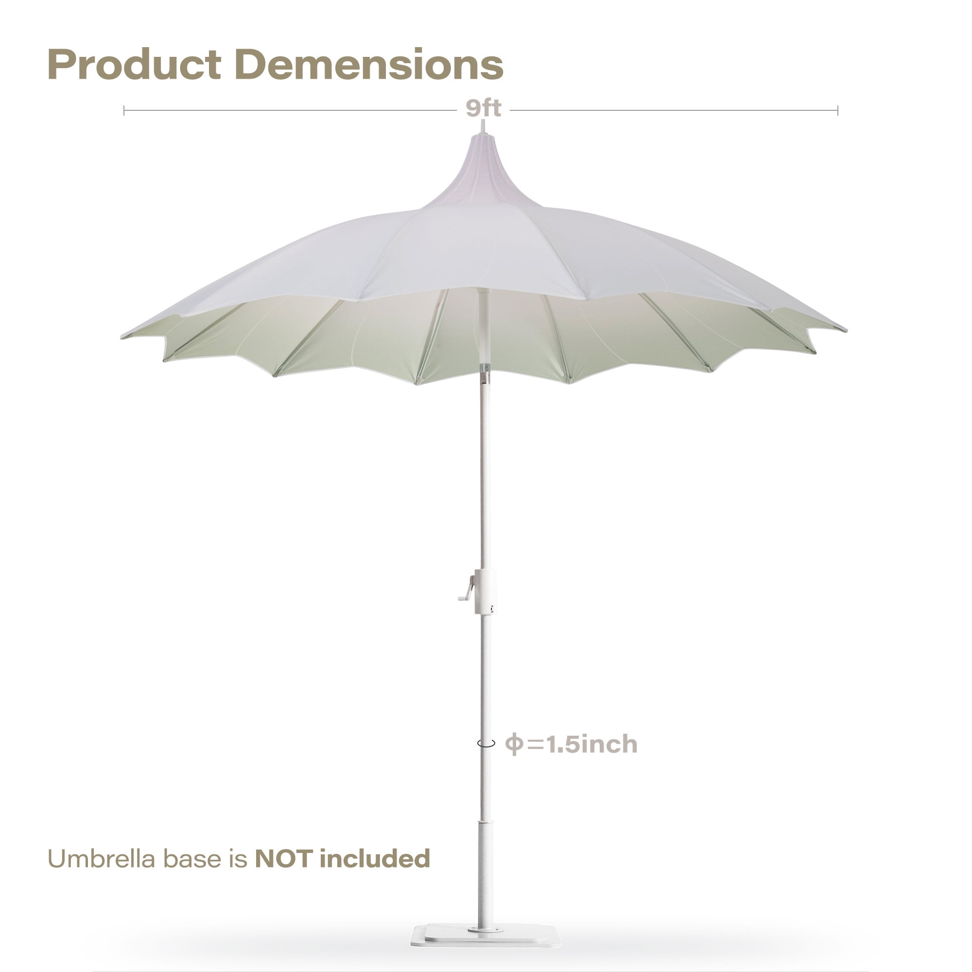 LAUSAINT HOME 9FT Outdoor Patio Umbrella with LED Light & Crank Handle, Gradient Green