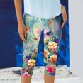 thumbnail image 5 of Capri Leggings for Women Fashion Floral Printed High Waist Workout Lounging Yoga Pants Running Gym Leggings (XL, Green 1), 5 of 6