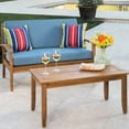 thumbnail image 4 of Acacia Wood Patio Loveseat with Table / Durable Outdoor Seating Option, 4 of 6