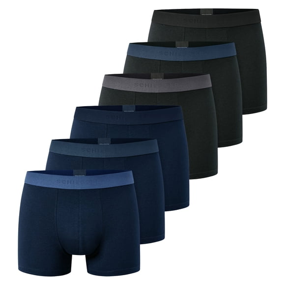 SCHIESSER Bóxers para hombre, paquete de 6 - «95/5», bañadores, algodón elástico, cintura con logotipo Azul/Negro 2XL (XX-Large)
