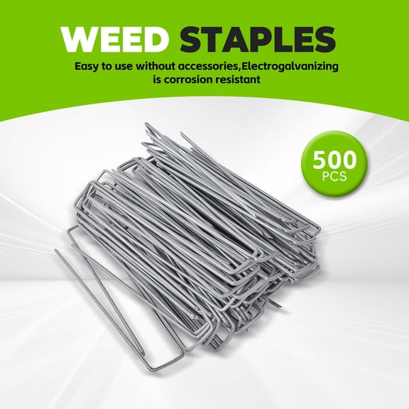 Findmall Galvanized Garden Staples Landscape Ground Nails Stakes Pins Spikes Pegs U-Shaped 6 11 Gauge Steel Suit for Securing Weed Barrier Fabric Landscape Ground Cover Lawn 500pcs