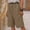 Brown, variant on Sakmal High Waisted Shorts for Women Straight Leg Brown Bermuda Cotton and Linen Knee Length Shorts with Pockets