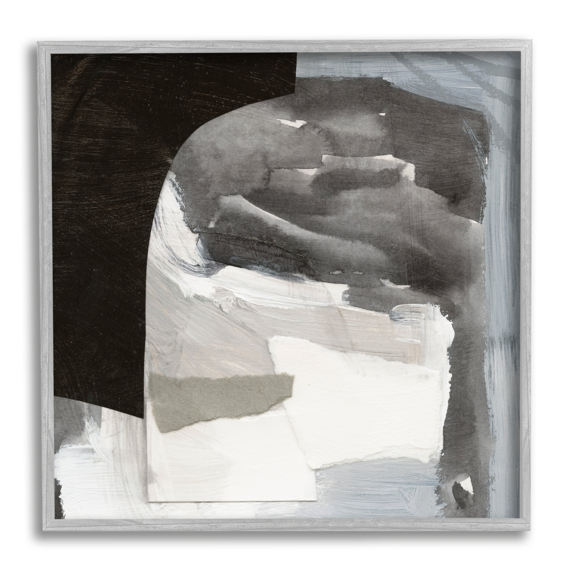 Stupell Industries Abstract Arch Shape Bold Layered Painting Strokes Painting Gray Framed Art Print Wall Art, Design by Victoria Barnes