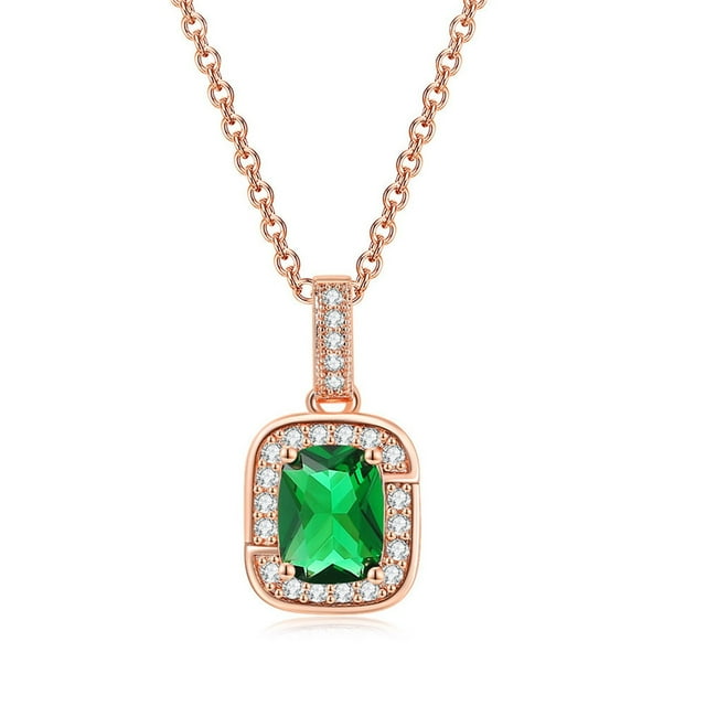 Up to 65% Off Multicolor Necklace Color Zircon Single Full Diamond, Adjuster For Crystal Necklace (Platinum Rectangle) Necklace Rings Earring Jewelry on Clearance