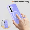 thumbnail image 3 of Magnetic for Samsung Galaxy S25 Case, Shock-Absorbent Anti-Fingerprint Matte Protective Back Cover with Ring Kickstand, Anti-Scratch PC+TPU Non-Slip Slim Wireless Charging Case, Lightpurple, 3 of 6