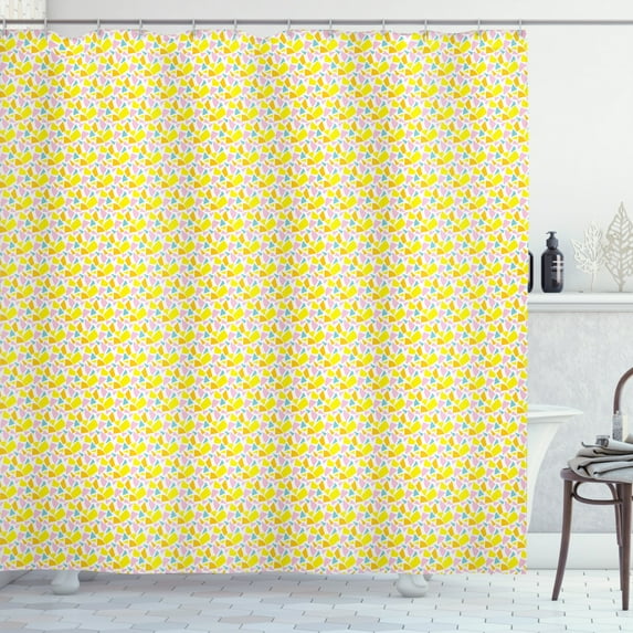 Geometric Shower Curtain, Modern Geometry Illustration in Pastel Color Shades Funky Summer Motif, Fabric Bathroom Set with Hooks, 69W X 84L Inches Extra Long, Multicolor, by Ambesonne