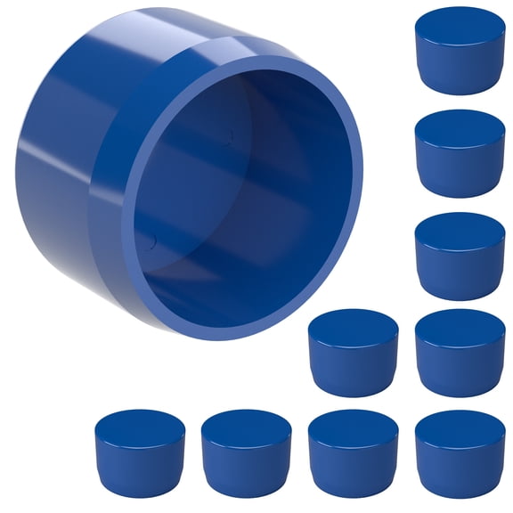 FORMUFIT 1/2" External Furniture Grade PVC End Cap in Blue, Made In USA, UV-Resistant, Impact-Proof, 0.840" Actual Inner Diameter (10-Pack) - F012EEC-BL-10