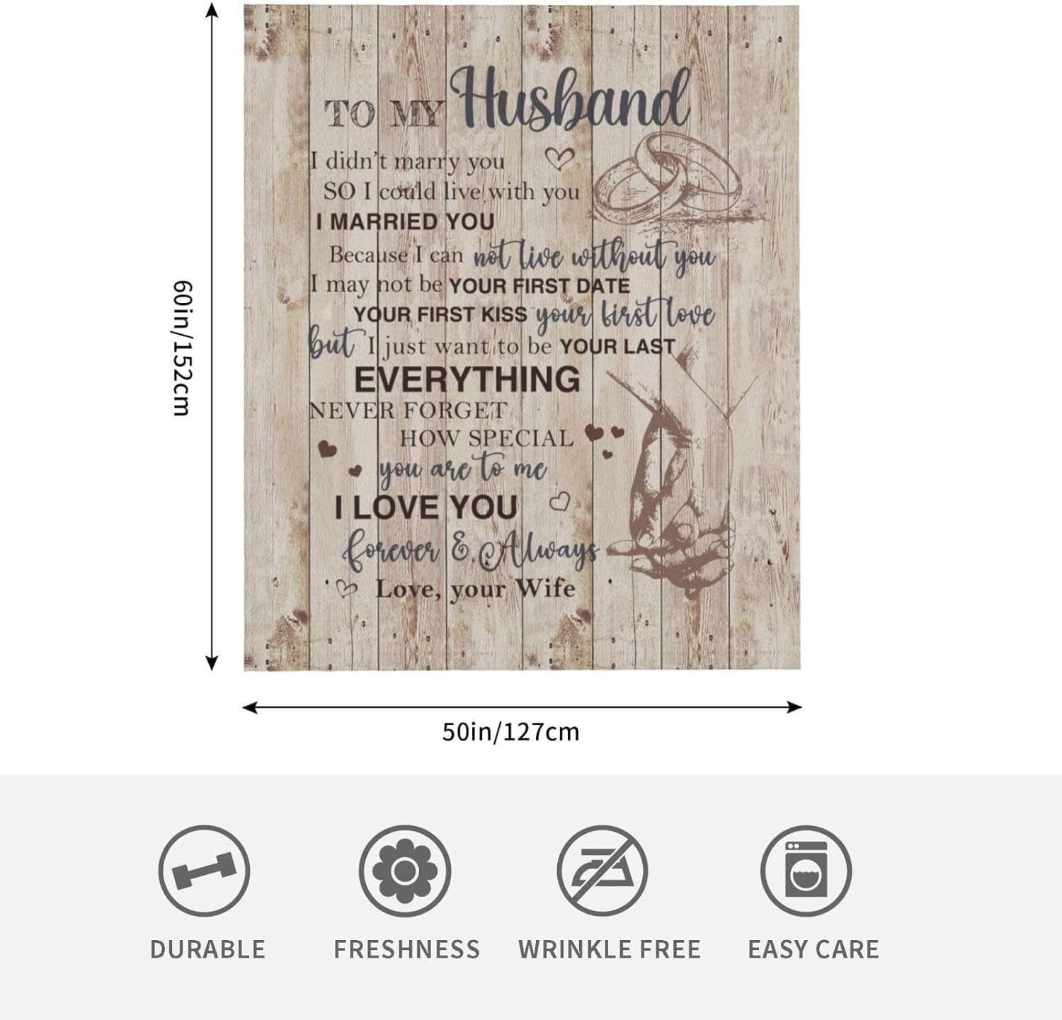 Husband Gifts from Wife, Gifts for Husband, Anniversary Wedding Gifts for Husband, Husband Birthday Gift Ideas, Gifts for Him, to My Husband Gifts/Presents Blanket 60"x50"