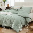 thumbnail image 6 of 3 Pieces Boho Comforter Sets with Ball Pom Fringe, Soft Bedding Set for All Seasons - 3pcs, 1 Comforter & 2 Pillow Shams, All Season Sage Green Queen, 6 of 6