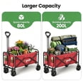 thumbnail image 5 of GVDV Collapsible Wagon Carts Foldable, 360lbs Heavy Duty Utility Folding Wagon with All-Terrain Wheels, Portable Beach, Camping, Shopping, Sports, Red, 5 of 10