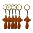thumbnail image 1 of 6 piezas de llavero de cruz de madera con dijes de cruz, llavero religioso, joyería Marrón, 1 of 9