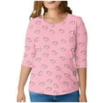 thumbnail image 4 of Aofany Womens Plus Size Tops 3/4 Sleeve Fall Women's Casual Print Tunic Top Crewneck Loose Comfy T-Shirts, 4 of 6