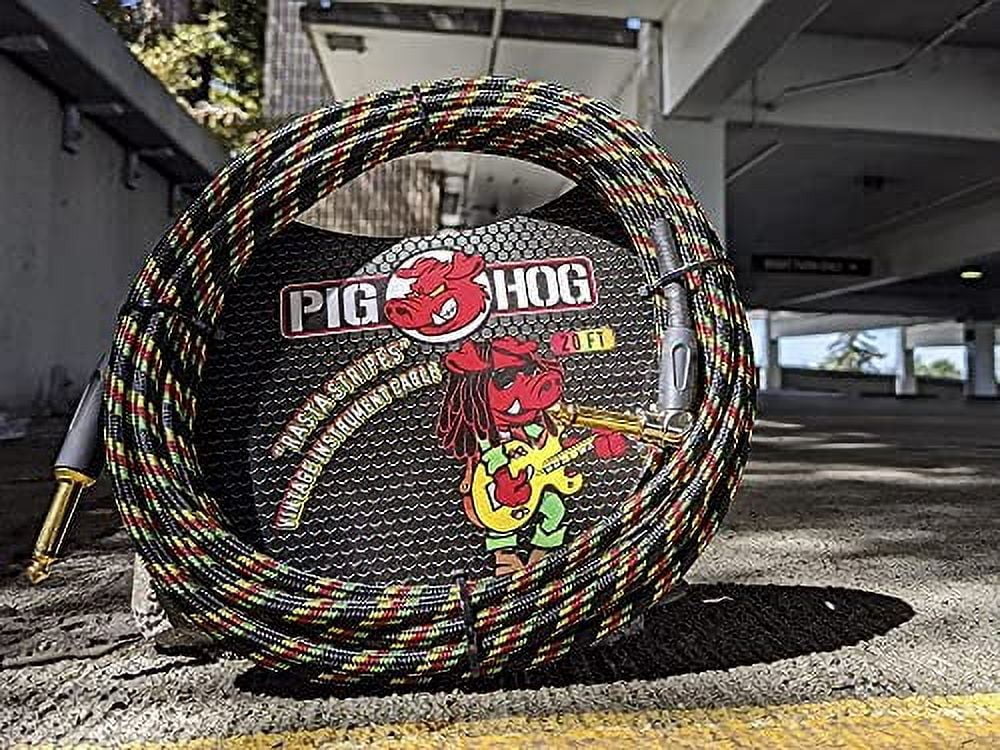 Pig Hog 20FT Right Rasta Stripes Instrument Cable