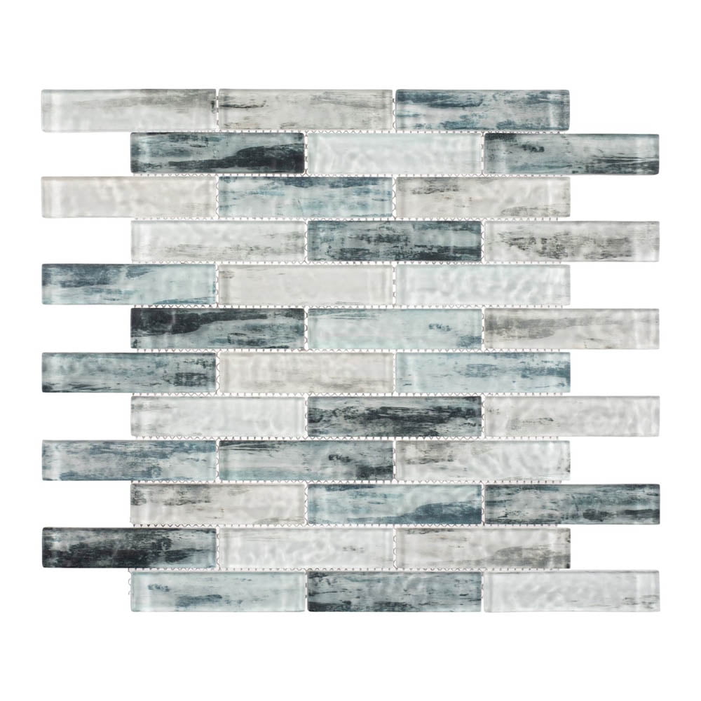Giovan Islandia Blue 1-in. x 4-in. Brick Joint Matte Glass Mosaic Wall and Floor Tile