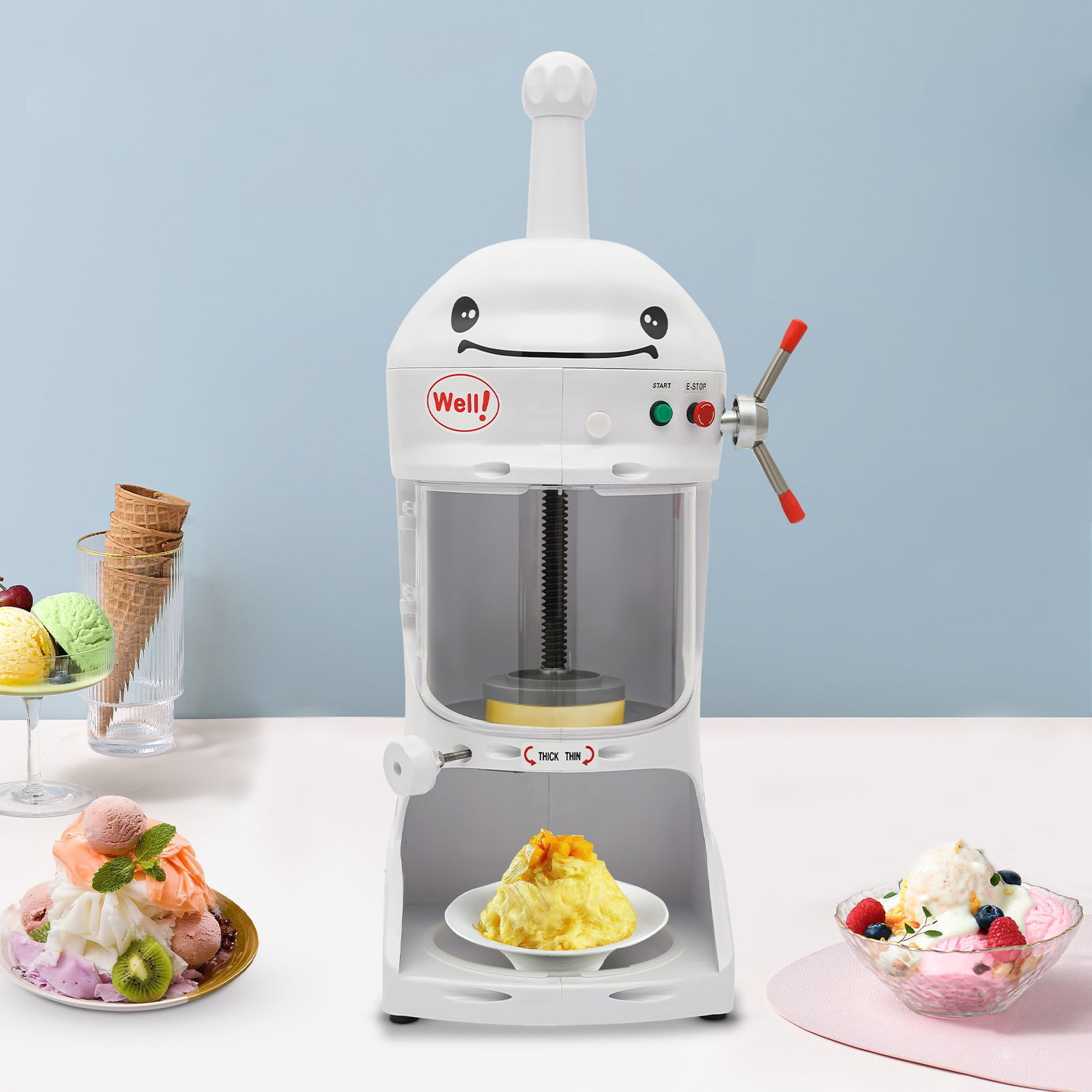 Electric Ice Shaver, Snow Cone Maker Machine, Shaved Ice Machine for Hotels, Bars, Cafes, Restaurants, Sleepover Parties, Small Pool Parties (12.6*16.5*33.8in)