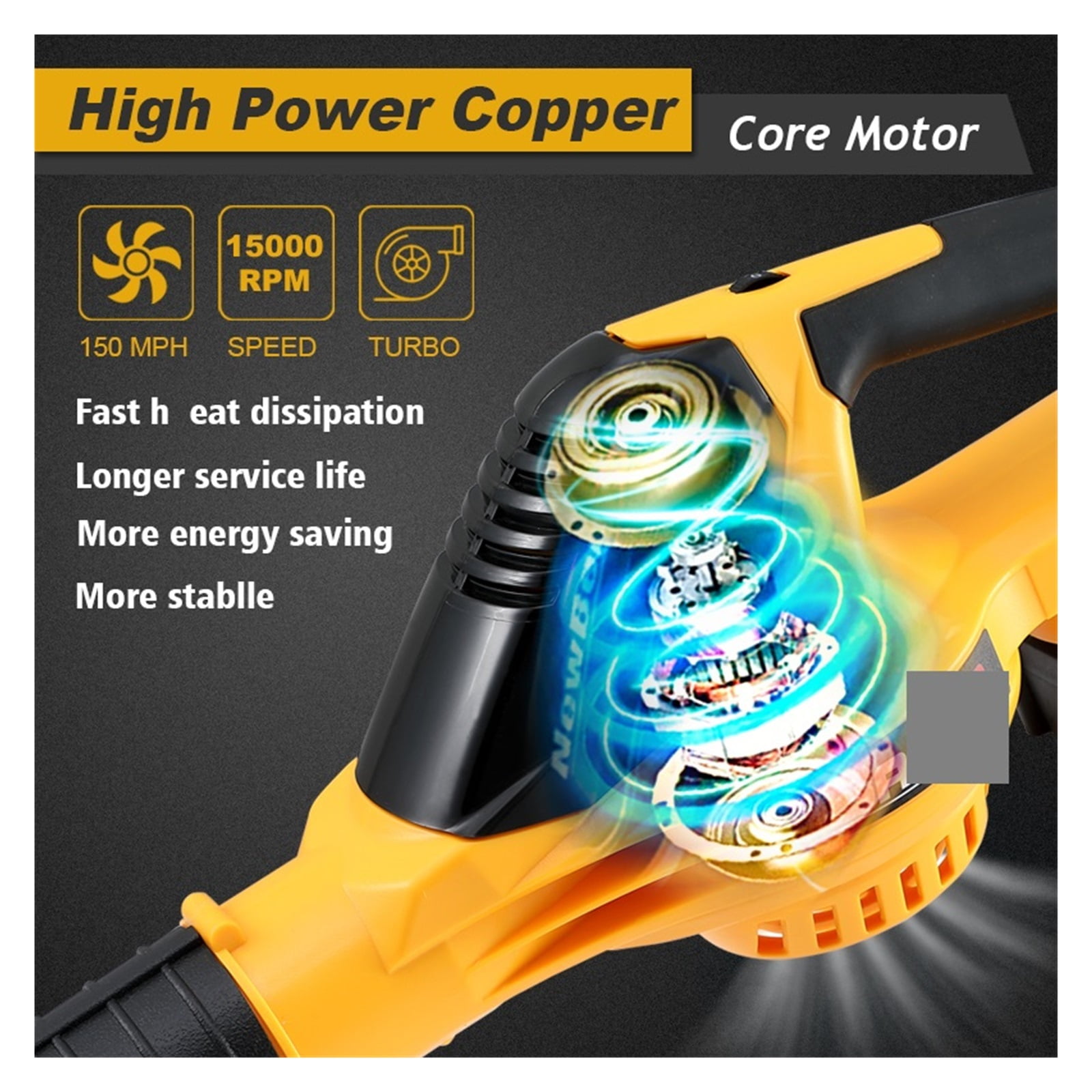 20V Electric Blower, Speed Adjustable Powerful 5000W Cordless Leaf Blower, Household Blowing Dust Blowing Snow Power Tools ,Powerful & Energy-Efficient