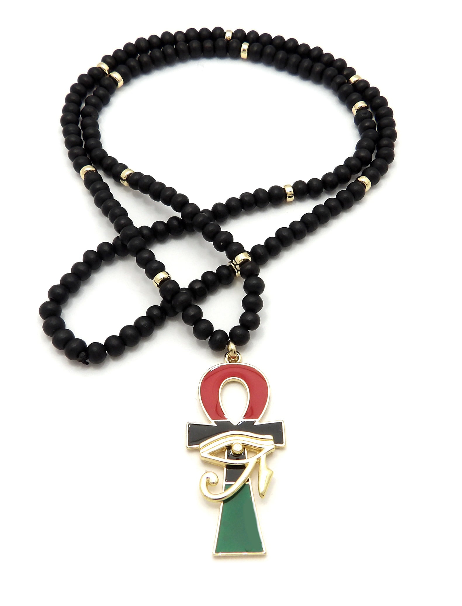 Details about   Hip Hop Egyptian Eye of Horus Bling Pendant & 10mm 24" Wooden Wood Bead Necklace