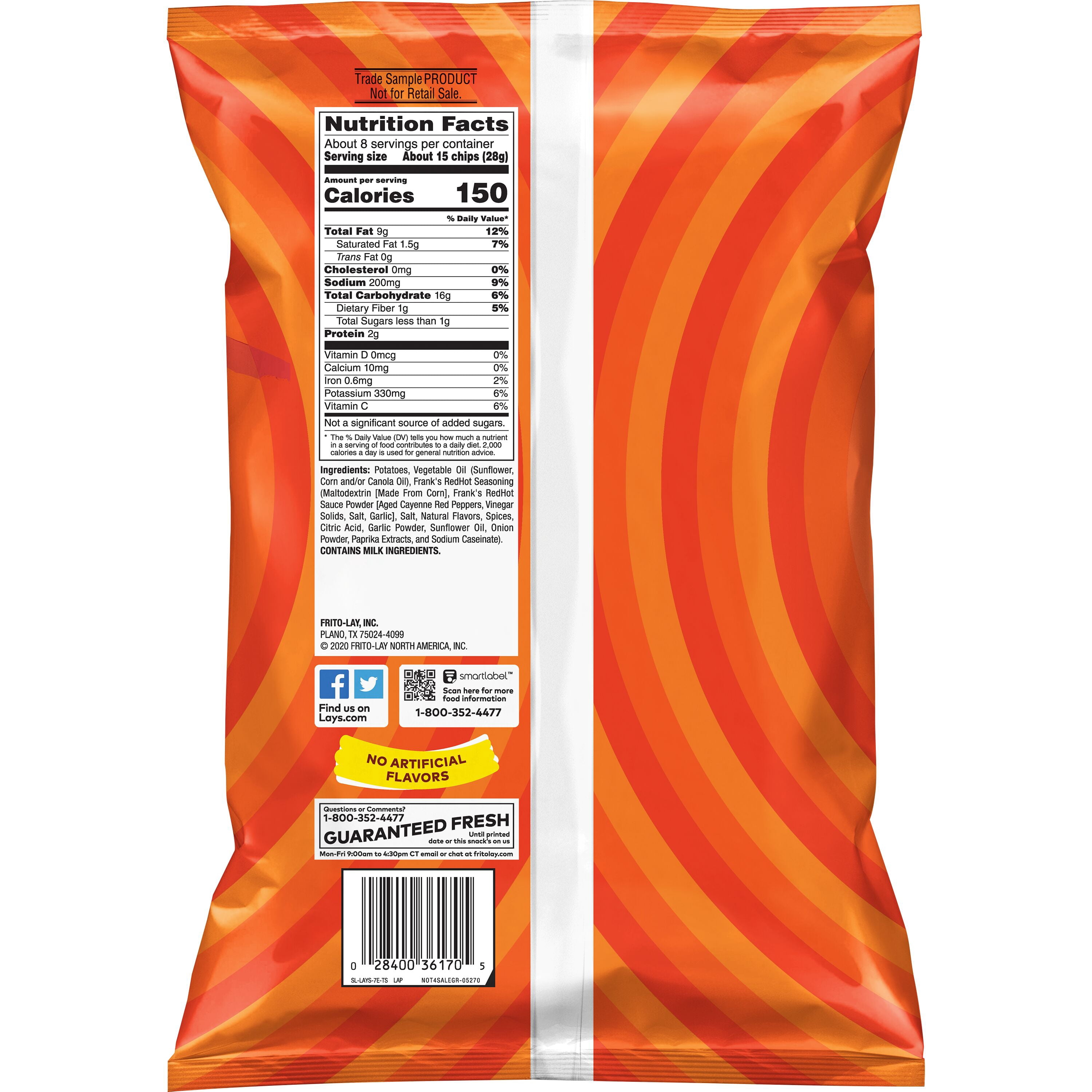 Lay's Hot Sauce Potato Chips, 7.75 ounce Bag