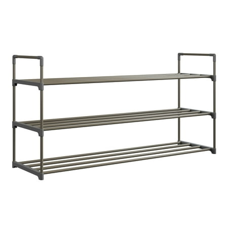 Somerset Home 3-Tier Stackable Shoe Rack Organizer - 40.9"x21.2" Shoe Shelf Organizer for 15 Pairs Sneakers, Heels, Boots (Gray)