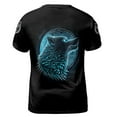 thumbnail image 3 of Custom Name Viking Wolf Under The Moon Tattoo Tribal Men's T-shirt S-5XL, 3 of 4