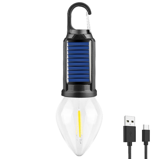 Lámpara LED solar de carga USB para acampar con luz de carpa de barbacoa impermeable de gancho (cono)
