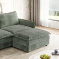 thumbnail image 5 of Modern Corduroy 3-Seater Couch 220×80×75cm with 2 Movable Footrests and Oversized Deep Seat, 5 of 13