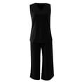thumbnail image 4 of Baberdicy 2-Piece Lounge Set - Tank Top & Wide Leg Pants Casual Outfit Black S, Womens Daily Casual 2 Piece Solid Tank Tops Wide Leg Pants Outfits Sets, 4 of 6